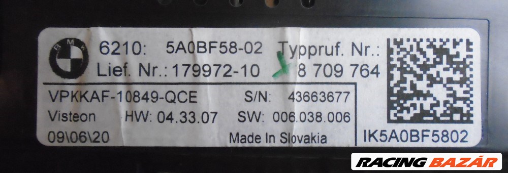 [GYÁRI BONTOTT] BMW - DIGITÁLIS KILÓMÉTER ÓRA - 1-ES / 2-ES GRAN COUPÉ / F40 ; F44 5. kép